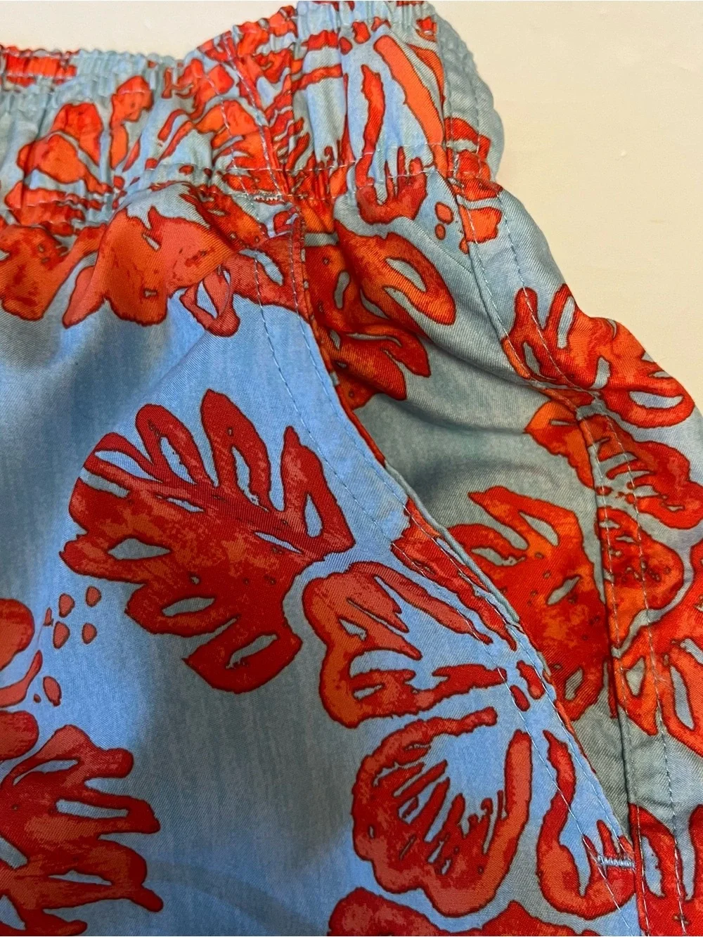 OP Ocean Pacific Men’s Swim Trunks XL Blue Coral Floral Hawaiian Beach